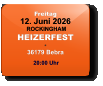Freitag 12. Juni 2026 ROCKINGHAMHEIZERFEST*36179 Bebra  20:00 Uhr
